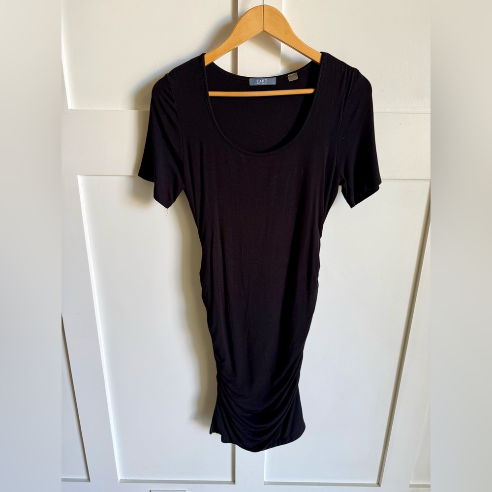 Womens Maternity Tart Black Long Sleeve Elastic Cinched Dress Size Small